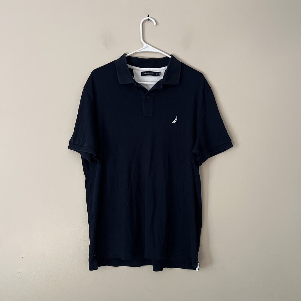 Nautica Men Size XL Short Sleeve Polo with Embroidered Sail Logo Blue